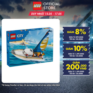LEGO CITY 60438 Đồ Chơi Lắp Ráp Thuyền Buồm Ngắm Cá Heo (102 chi tiết)