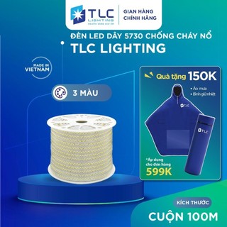 Đèn LED Dây 5730 chống cháy nổ cuộn 100m Ánh sáng Trắng Vàng Xanh Dương 3 Màu TLC LIGHTING
