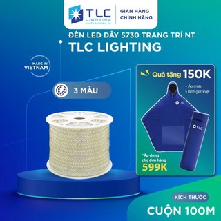 Đèn LED Dây 5730 trang trí ngoài trời TLC LIGHTING cuộn 100m Ánh sáng Trắng Vàng Xanh Dương 3 Màu