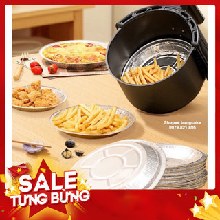 [Rẻ vô địch] Combo 10 Khay Giấy Bạc size 22 cm, Khay Bạc Đựng Thực Phẩm Lót Nồi Chiên Không Dầu Chịu Nhiệt Cao