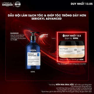 Dầu gội dưỡng tóc giúp làm dày tóc L'Oréal Professionnel Serioxyl Advanced 500ml - Dành cho tóc thưa, mảnh, rụng