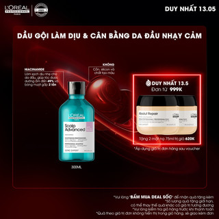 Dầu gội dưỡng tóc dịu nhẹ giúp cân bằng da đầu L'Oréal Professionnel Scalp Advanced 300ml - Dành cho da đầu nhạy cảm