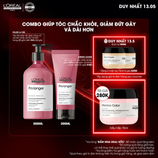 Combo dầu gội 300ml/500ml và kem dưỡng 150ml L'Oréal Professionnel Serie Expert Pro Longer