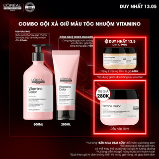 Combo Dầu gội 500ml & Dầu xả 200ml giữ màu tóc nhuộm & dưỡng tóc mềm mượt Vitamino Color