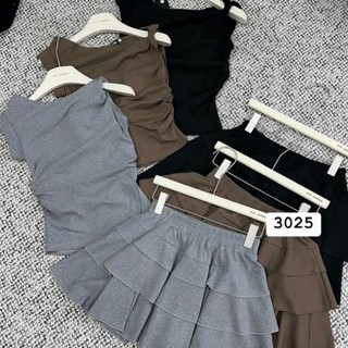 Set áo dip lệch vai mix chân váy tầng