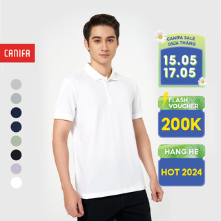 Áo polo nam CANIFA chất liệu cotton pha, cổ đức tay cộc thêu nhỏ 8TP23A006