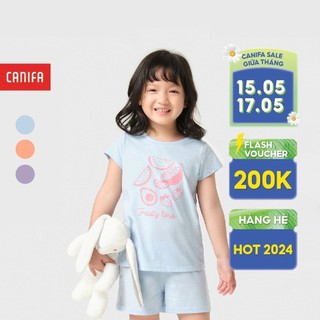 Bộ quần áo bé gái CANIFA chất liệu cotton pha 1LS23S001