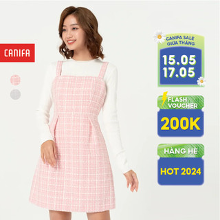 Váy yếm nữ tweed CANIFA thiết kế cổ vuông hai dây năng động, trẻ trung 6DS22C016
