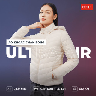 Áo khoác phao nữ CANIFA chần bông Ultra Air ba lớp siêu nhẹ siêu ấm mũ tháo rời 6OT23W021