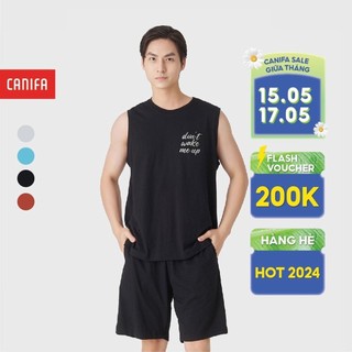 Bộ quần áo nam CANIFA chất liệu cotton, áo sát nách quần soóc cạp chun kiểu basic cơ bản - 8LS23S001