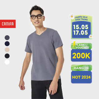 Áo phông nam CANIFA cổ tim chất liệu 100% cotton 8TS22A003