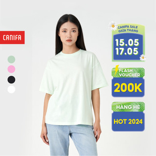 Áo phông nữ CANIFA  chất liệu cotton pha, cổ tròn tra bo, tay cộc, phom regular 6TS23A003