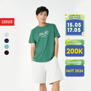 Quần soóc nam CANIFA chất liệu cotton pha, cạp chun, moi giả 8BS23S015