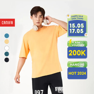 Áo phông nam CANIFA chất liệu cotton pha, cổ tròn tra bo, tay cộc, phom regular 8TS23A004