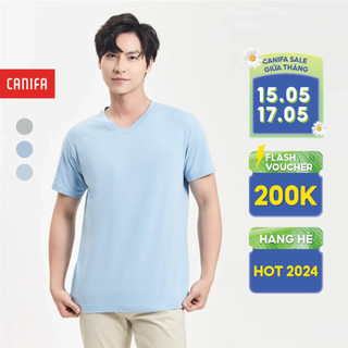 Áo phông nam CANIFA áo thun cộc tay cổ tim dáng basic 8TS24A002