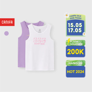 Combo 2 áo ba lỗ bé gái CANIFA pack 2 áo mặc nhà chất liệu cotton pha in họa tiết dễ thương 1LA24S002