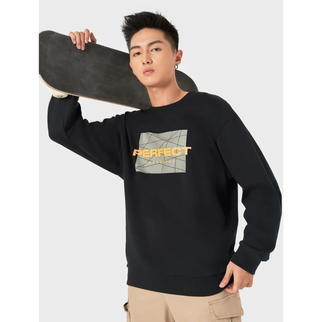 Áo nỉ nam CANIFA in hình chất liệu cotton pha, cổ áo, gấu tay và gấu thân bo, kiểu dáng trẻ trung, năng động 8TW22W024