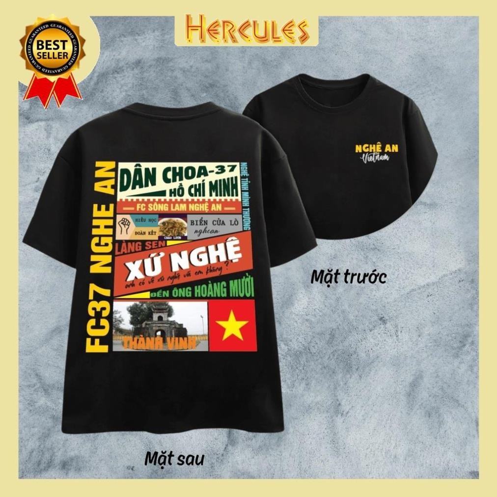 Áo thun màu đen trắng in hình tỉnh thành Việt Nam Nghệ An - Cà Mau - Phu Tho - Dak Nong