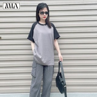 Áo Thun nữ, áo phông unisex Raglan Nam Nữ Form Rộng MIA Basic Cotton 100% 250gsm