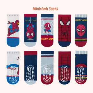 (Set 5 Đôi) Tất Chống Trượt Cho Bé Trai Bé Gái Tất Cổ Cao Cho Bé Hãng Minlliu Siêu Nhân Khủng Long 0-8 Tuổi