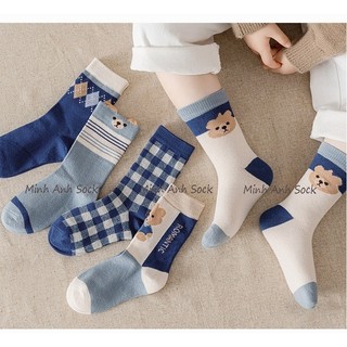 (Set 5 đôi) Tất trẻ em bé trai 1-12 tuổi phong cách Hàn Quốc