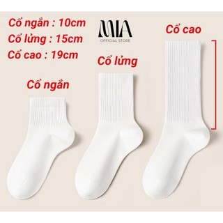 Tất cổ cao, Tất trắng cao cổ dày dặn thời trang cao cấp 95% cotton tự nhiên. Tất nam nữ unisex cổ ngắn, trung, cao