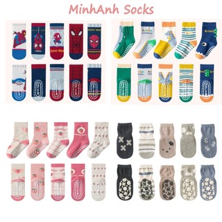 (Set 5 đôi) Tất vớ trẻ em, tất bé trai, bé gái. Chống trơn trượt vnxk 1-8 tuổi chất cotton