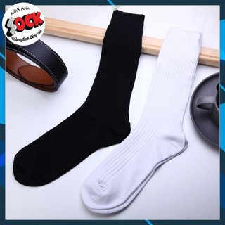 (Set 5 Đôi) Tất Vớ Nam Cổ Cao Công Sở Dệt Kim Phong Cách Năng Động (Tất Đen/ Trắng/ Xám)