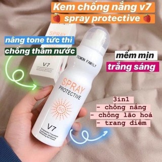 Xịt chống nắng trắng da Sun Screen V7 nâng tone chống nước không bết dính kem chống nắng mặt body SPF50+