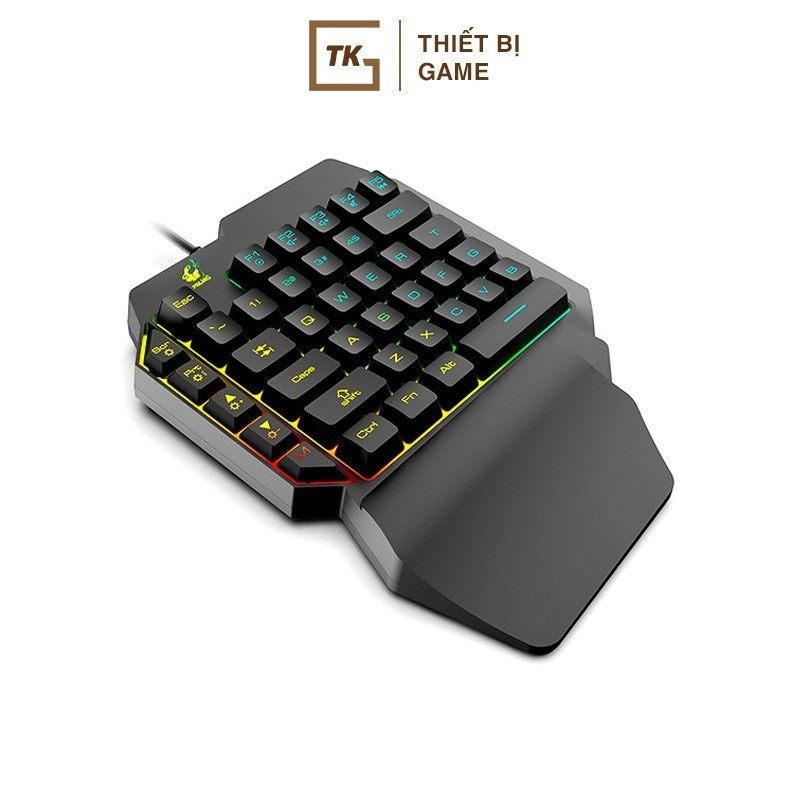 Bàn phím chơi game Free Wolf K15 nhỏ gọn với 39 phím led 7 màu chơi game trên máy tính và điện thoại