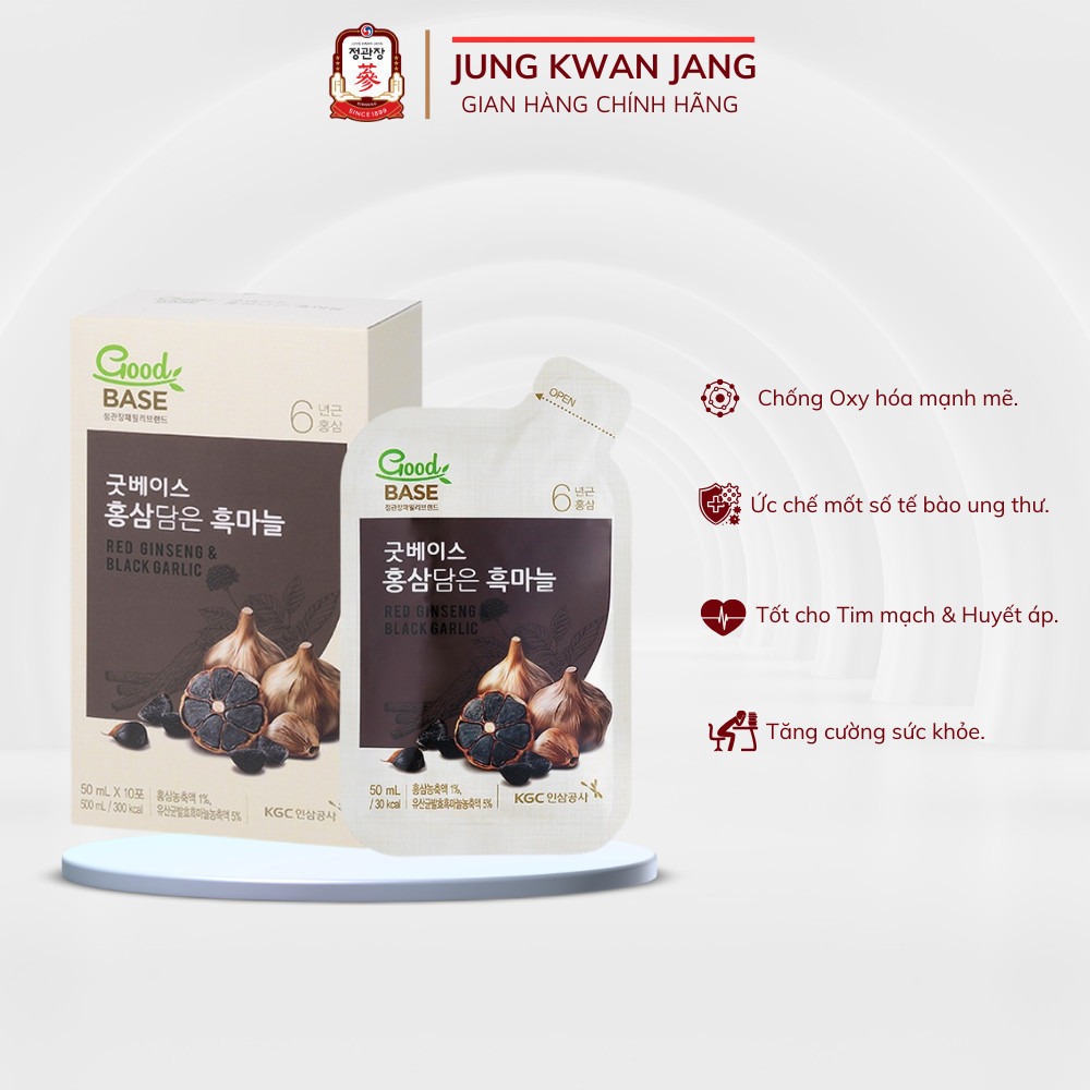 Nước Sâm Hàn Quốc Goodbase Vị Tỏi Đen KGC Jung Kwan Jang (50ml x 10 gói) Date:15/09/2024