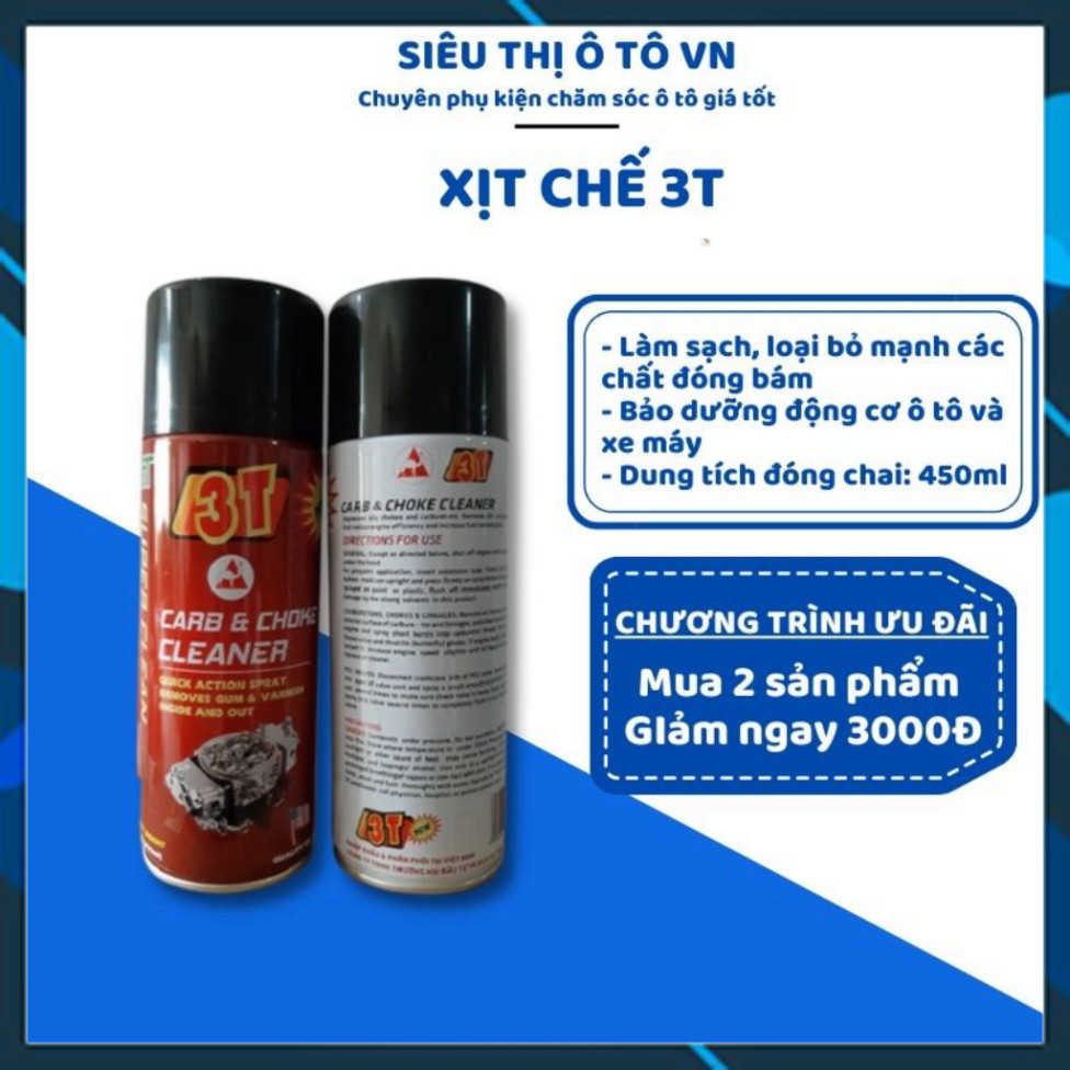 Xịt chế 3T 🔥 Freeship 🔥 Chai Xịt & Xúc Bình Xăng Con,Rửa Họng Ga, Rửa Xy Lanh, Vệ Sinh Kim Phun 3T c
