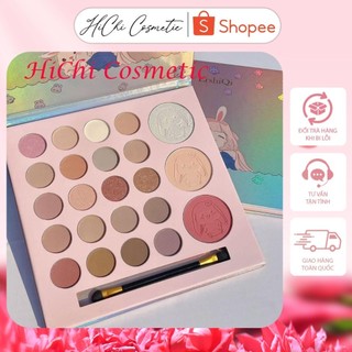 Bảng phấn mắt Ershiqi cô gái, phấn mắt 23 ô kết hợp má hồng, bắt sáng nội địa trung bảng mắt tông hồng