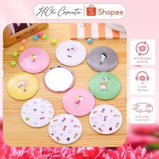 Gương tròn trang điểm mini xinh xắm, nhiều mẫu, viền kim loại dễ thương dễ dàng bỏ túi G1