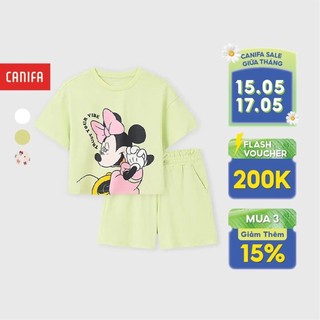 Bộ quần áo bé gái CANIFA áo cộc tay quần soóc in Minnie 1ST24S002
