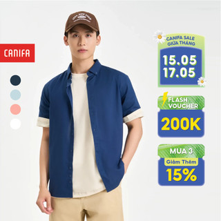 Áo sơ mi nam CANIFA cộc tay kiểu dáng basic chất liệu cotton 8TH24A001
