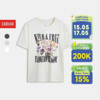 Áo phông nữ CANIFA áo thun cộc tay cổ tròn có hình in chất liệu cotton 6TS24S009