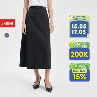 Chân váy nữ CANIFA dáng dài chất liệu kaki cạp cúc 6KS24S004