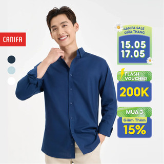 Áo sơ mi nam CANIFA kiểu dáng basic dài tay cổ đức 8TH24A004