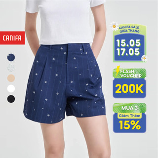 Quần short nữ CANIFA cạp cao ống rộng chất liệu cotton 6BS24S004