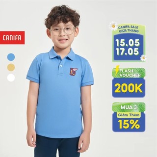 Áo Polo bé trai CANIFA áo thun cộc tay cổ bẻ chất liệu cotton pha 2TP24S002