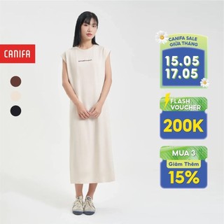 Váy liền nữ CANIFA đầm suông dáng dài chất liệu cotton thoáng mát 6DS24S006