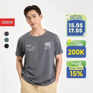 Áo phông nam CANIFA áo thun cộc tay in hình chất liệu cotton 8TS24S005
