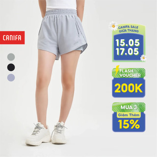 Quần soóc active nữ CANIFA cạp chun chất liệu co giãn thoải mái có quần lót bảo hộ 6BS24S012