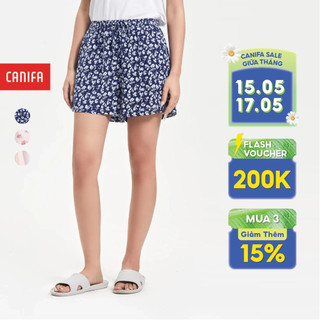 Quần đùi nữ CANIFA quần mặc nhà chất liệu viscose cạp chun in họa tiết 6LB24S005