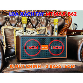 [Giá Shock] [ Tặng Kèm Micro ] Loa Di Động Karaoke 10 Nút Bass Echo Delay MTMAX B62, 2 Bass 15 Đa Dạng Kết Nối BT, AUX
