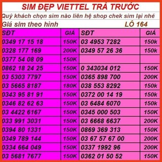 Sim viettel trả trước đăng ký được chính chủ- số dễ nhớ lô 57