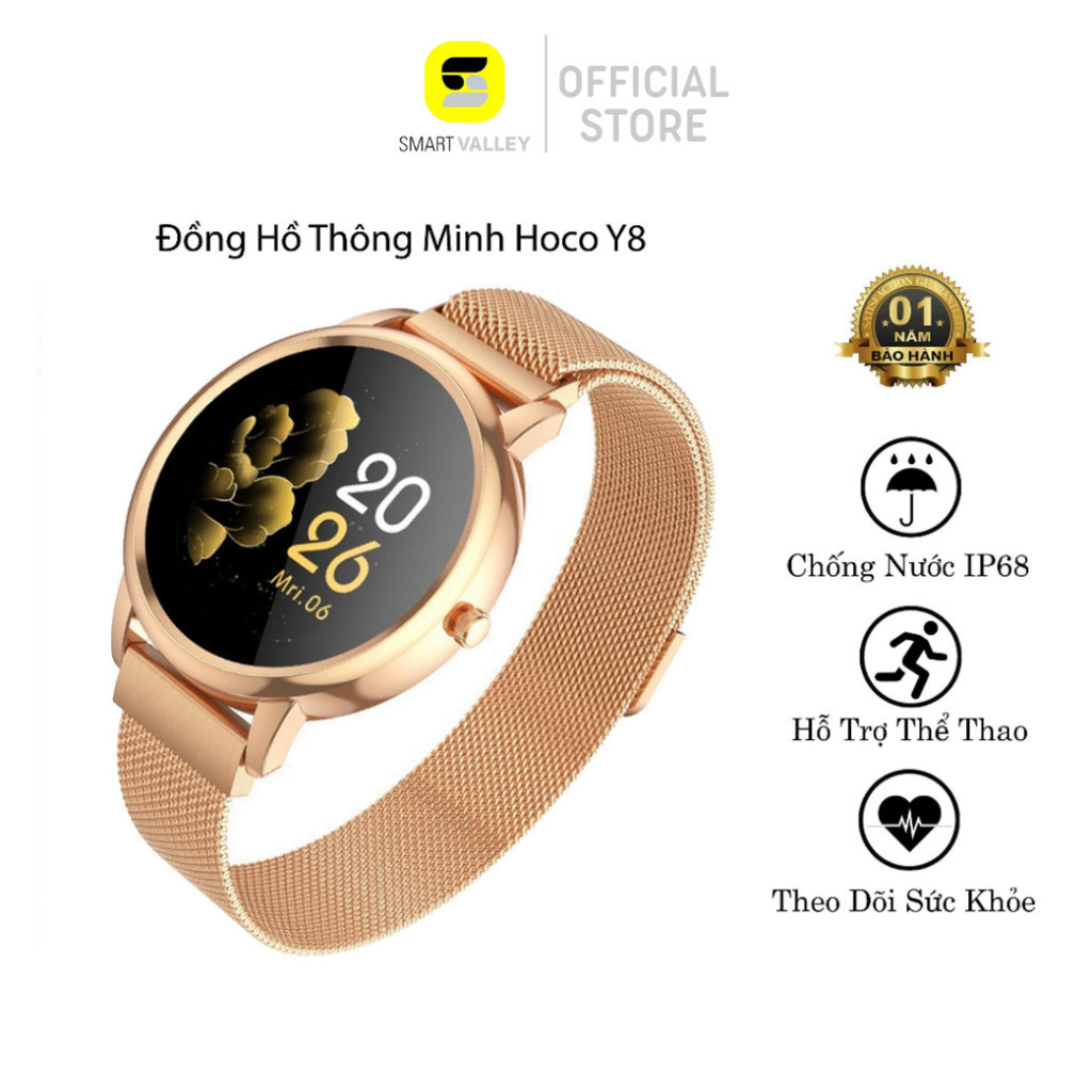 Đồng Hồ Thông Minh Smartwatch Hoco Y8, Pin 7 Ngày, Chống Nước IP68, Nhiều Tính Năng Theo Dõi Sức Khoẻ - Chính Hãng