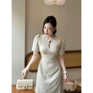 vitcoi VÁY LI- EN CÚP NGỰC  CỔ TẦU ĐÍNH TAG