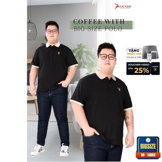 Áo Polo Bigsize 80-140KG AKYOO Cao Cấp, Cotton Co Giãn, Thấm Hút Mồ Hôi, Áo Polo Cỡ Lớn - PL DEN B2